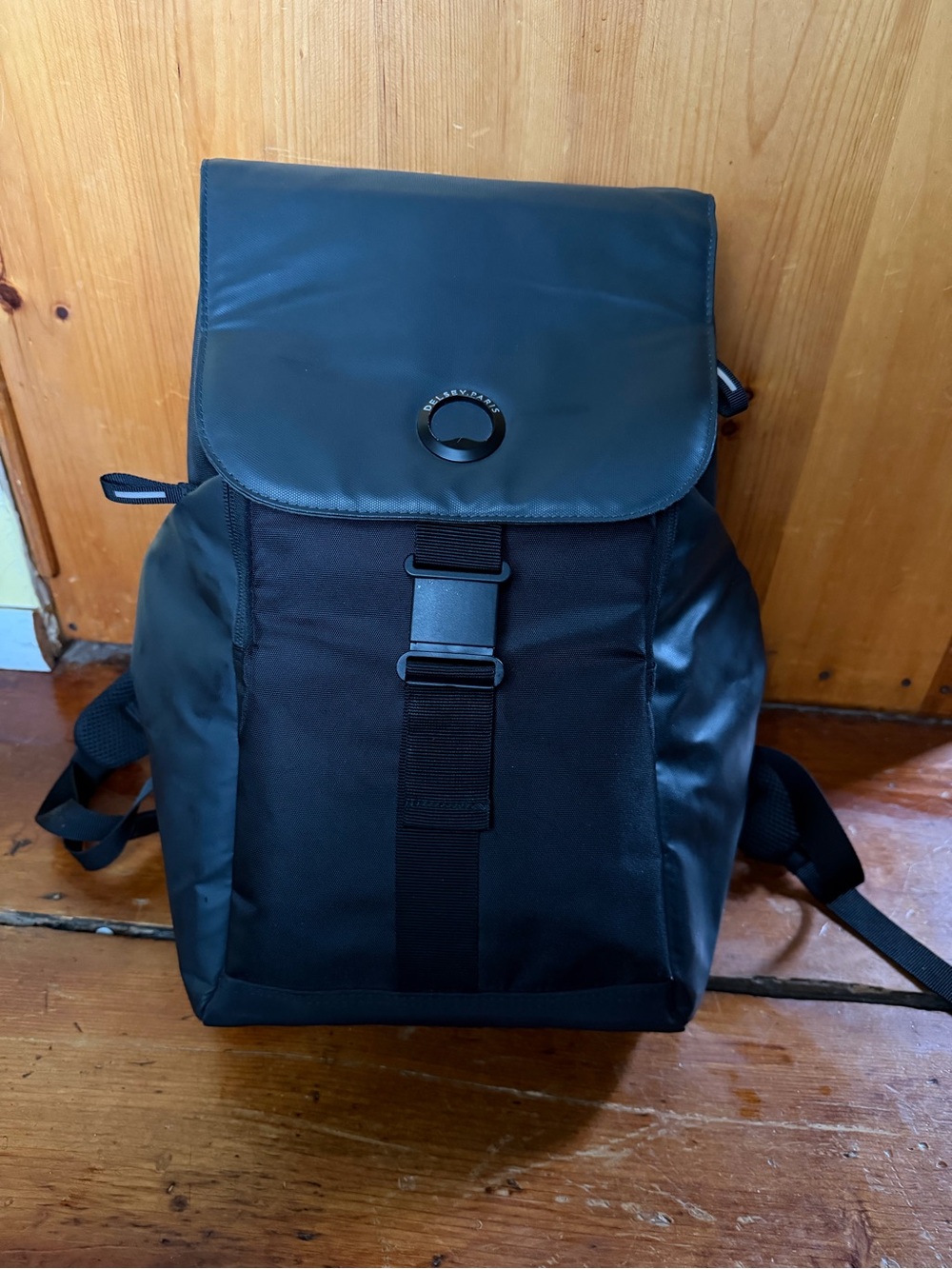 Men's Black Buckle-Front Backpack